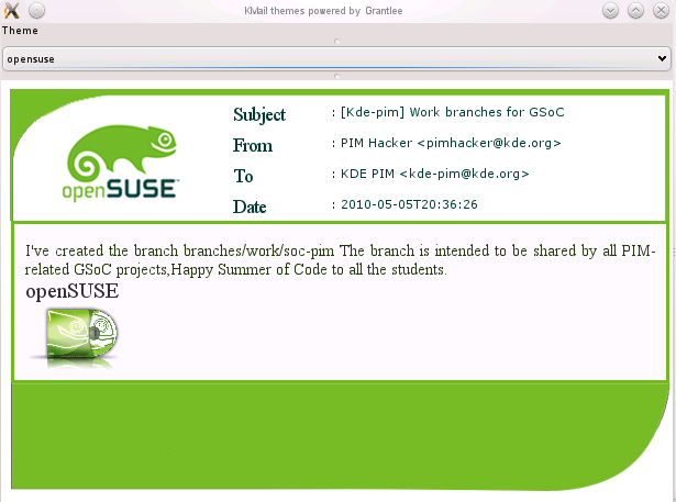 openSUSE theme for Kmail